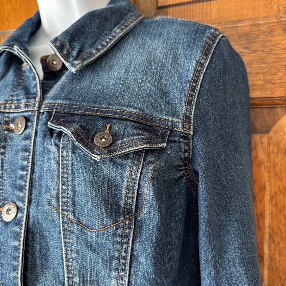Style & Co Button Close Denim Jacket Petite Medium - Picture 4 of 16
